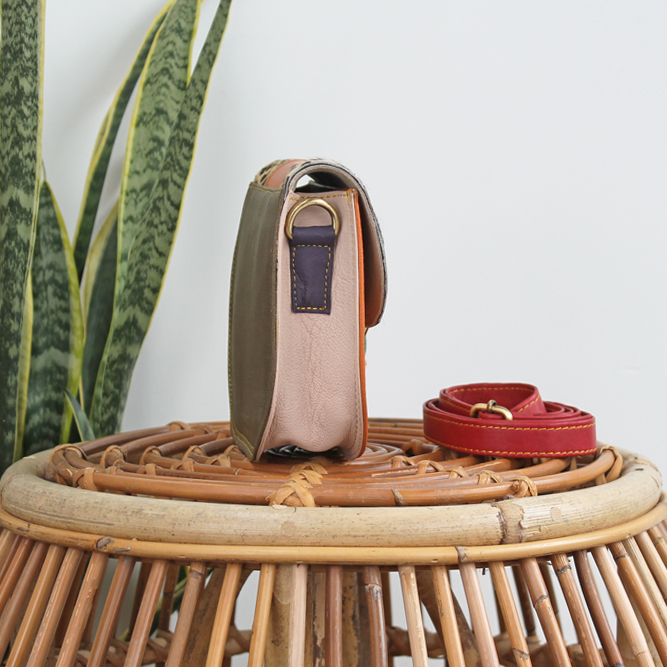 Tas Vira - Oranje / turquoise | Leren dierenprint tas - Afbeelding 4