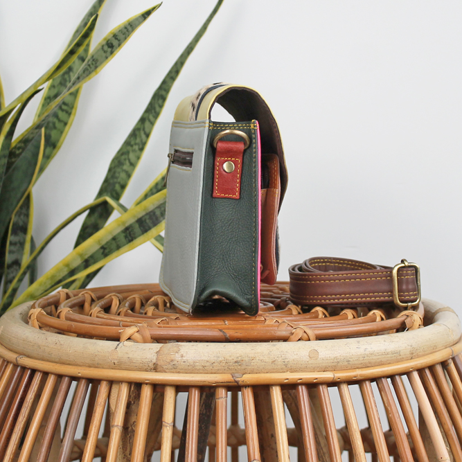 Tas Kanta - Roze / geel dalmatiër print | Leren crossbody tas - Afbeelding 4