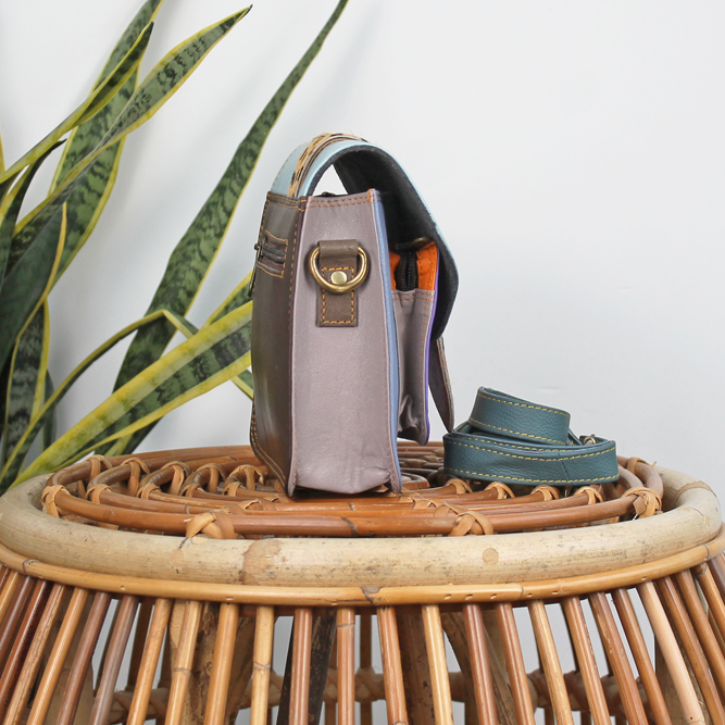 Tas Kanta - Blauw dalmatiër print | Leren crossbody tas - Afbeelding 3