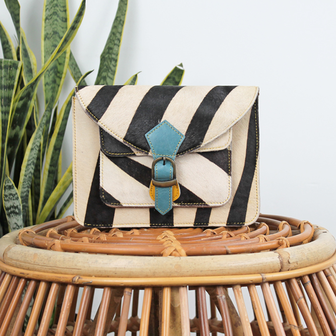 Tas Animal Mira – Zwart / wit zebraprint | Leren dierenprint tas