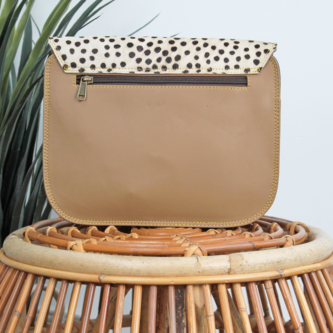 Tas Latika - Roze / lila / dalmatiër print | Leren dierenprint tas - Afbeelding 3