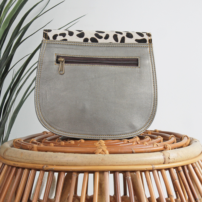 Tas Balu - Lichtgeel / lichtblauw / groen | Leren dierenprint tas - Afbeelding 3